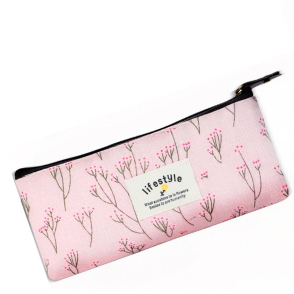 Pink Countryside Flower Penci/Glasses Case Makeup Bag NWT